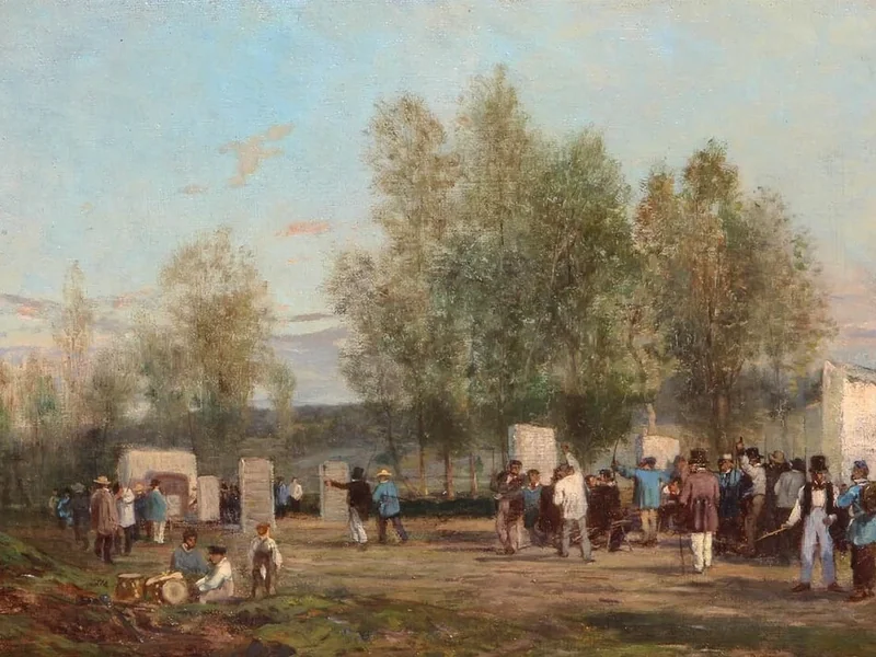 1829-Amédée Élie Servin - Tiro con l'arco a Villiers-sur-Morin